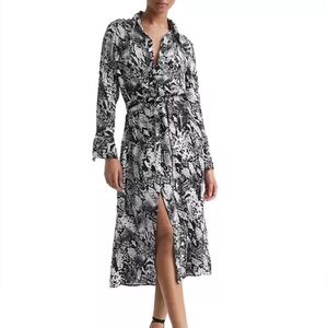 REISS Tabitha Animal Print Midi dress size 10